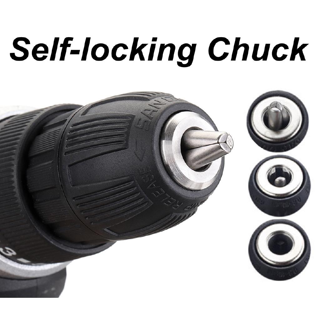 AC 100-240V 0-550r/min 0-1350r/min Cordless Drill Double Speed Adjustment LED Lighting 1/2Pcs Large Capacity Battery 35Nm 15-speed Torque Adjustment
