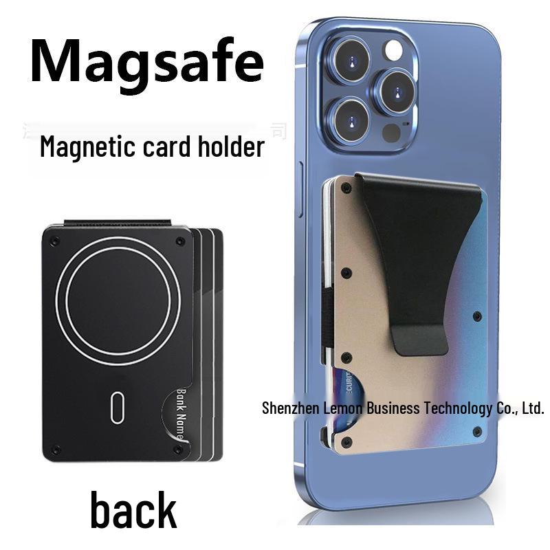 Apple MagSafe Compatible RFID Anti-Theft Metal Wallet with Strong Magnetic Card Holder
