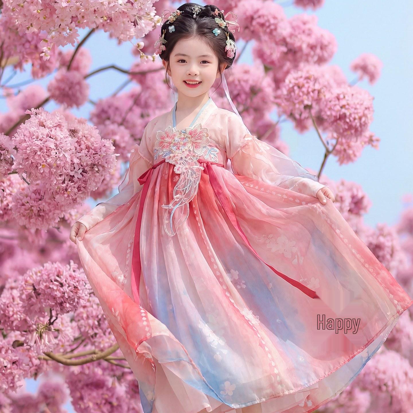 2025 Autumn Girls Hanfu: Children s Long Sleeve Fairy Dress 130