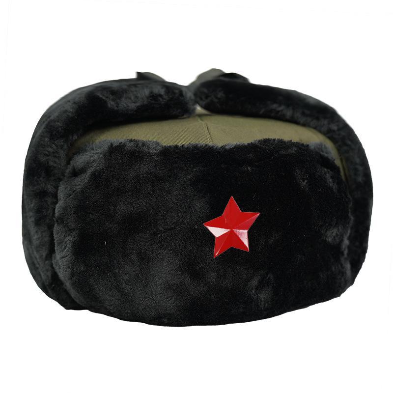 

Красная пятиконечная звезда Шапка Лэй Фэна с утолщенным бархатом для зимнего тепла 125g cloth black velvet one size зелёный