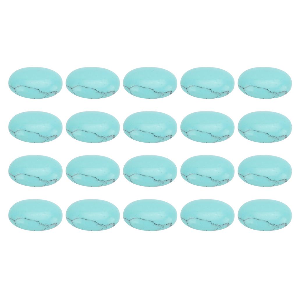 20 ks Přírodních oválných plochých kabošonů 18x13mm Vejcovité tyrkysové pro výrobu šperků a korálků