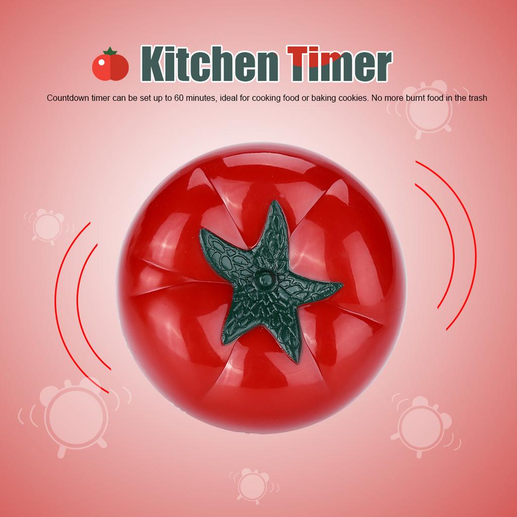 Tomato Shaped Mechanical 60 Minutes Countdown Timer Kitchen Cooking & Baking Helper 7.2 X 5.5cm
