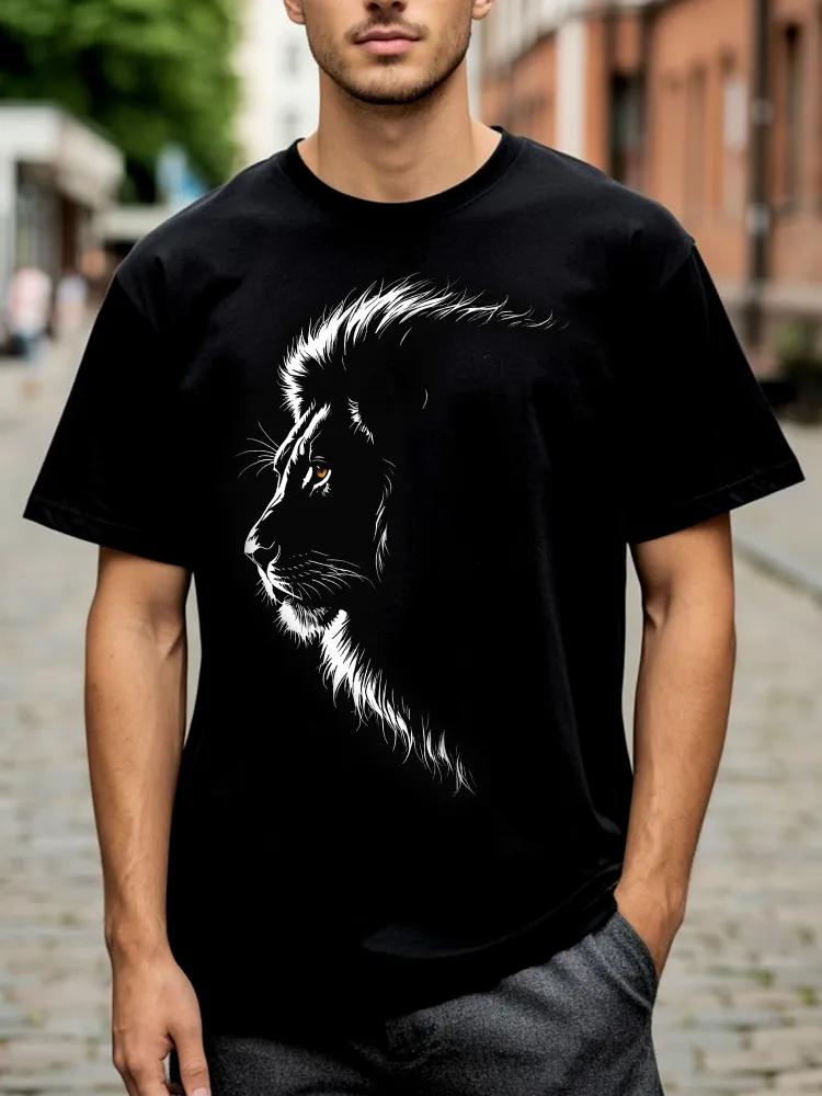 

Hot Sel LT-shirt Featuring A Powerful Lion Cotton Vintage Round Neck Hip Hop Men Women Streetwear Tees Short Sleeve - Men s S... S разноцветный