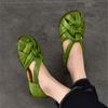 Johnature Genuine Leather Flat Roman Sandals Woven Hollow-out Breathable Women's Shoes