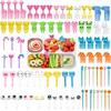 Mini Obst-Food-Spieße für Schulkinder Kinder Bento-Mittagessensbox Zubehör Niedliches Cartoon-Tier Bär Zahnstocher Set