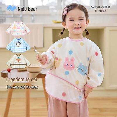 Nidoxiong Children's Waterproof Long-Sleeve Feeding Smock