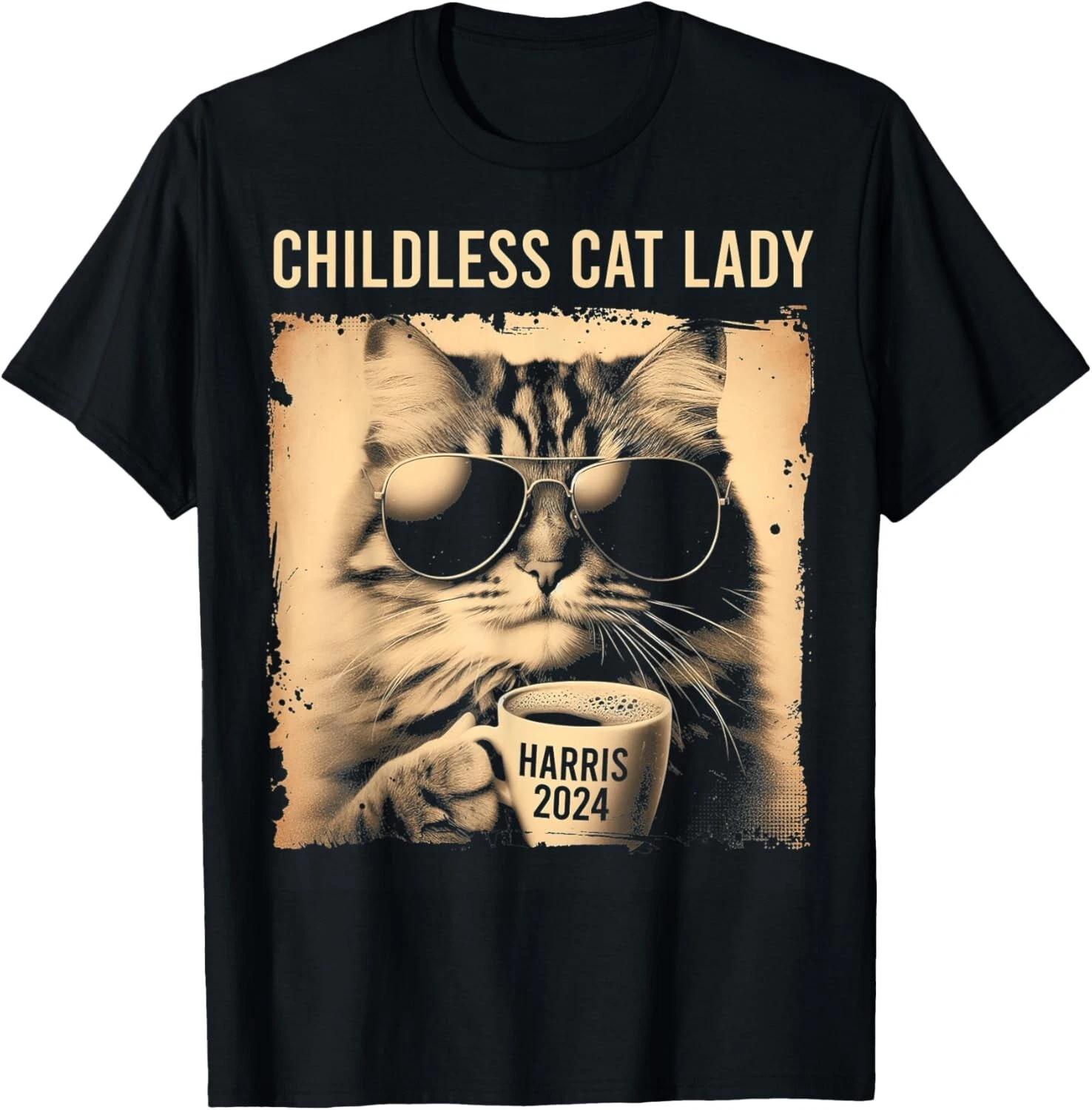 Childless Cat Lady Vintage Coffee Cat Lady Tee Gift Unisex T-Shirt M