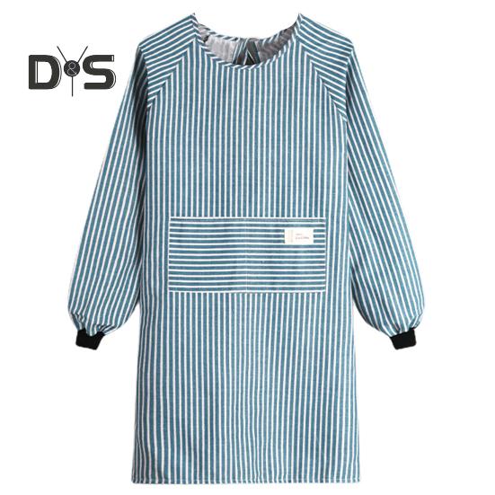 

с большим карманным кухонным фартуком, водонепроницаемый практичный бытовой кухонный фартук с длинными рукавами синий