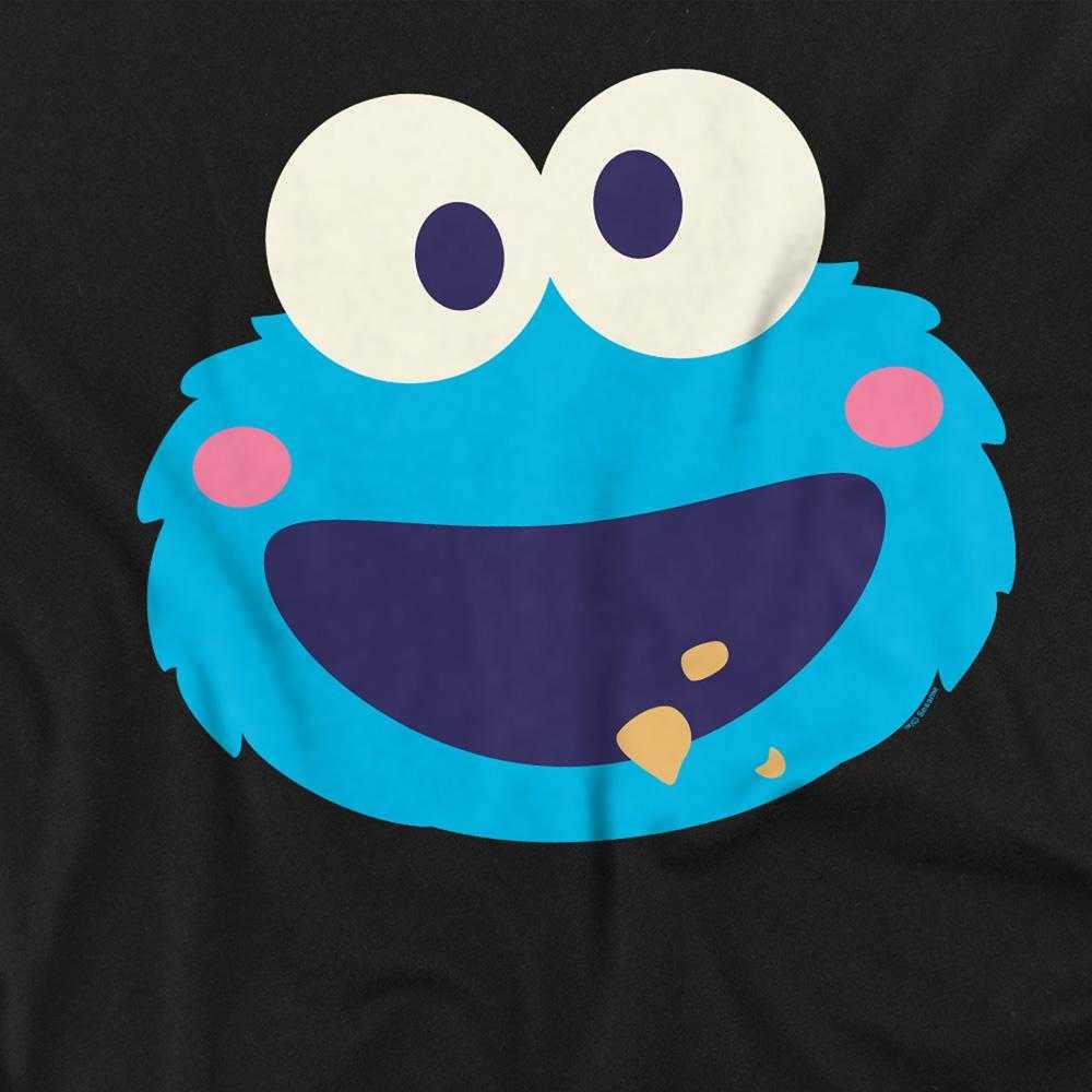 Sesame Street Unisex Adult Cookie Monster Kawaii Face Long-Sleeved T-Shirt