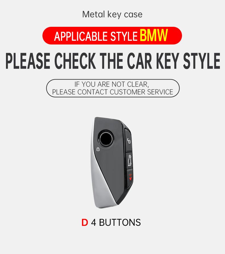 Metal Leather Car Key Case Cover For Bmw 218I 220I 740I 760I 5-Series G60 X1 X2 X5 X6 X7 Ix1 Ix2 Ix I5 I7 G05 Holder Shell