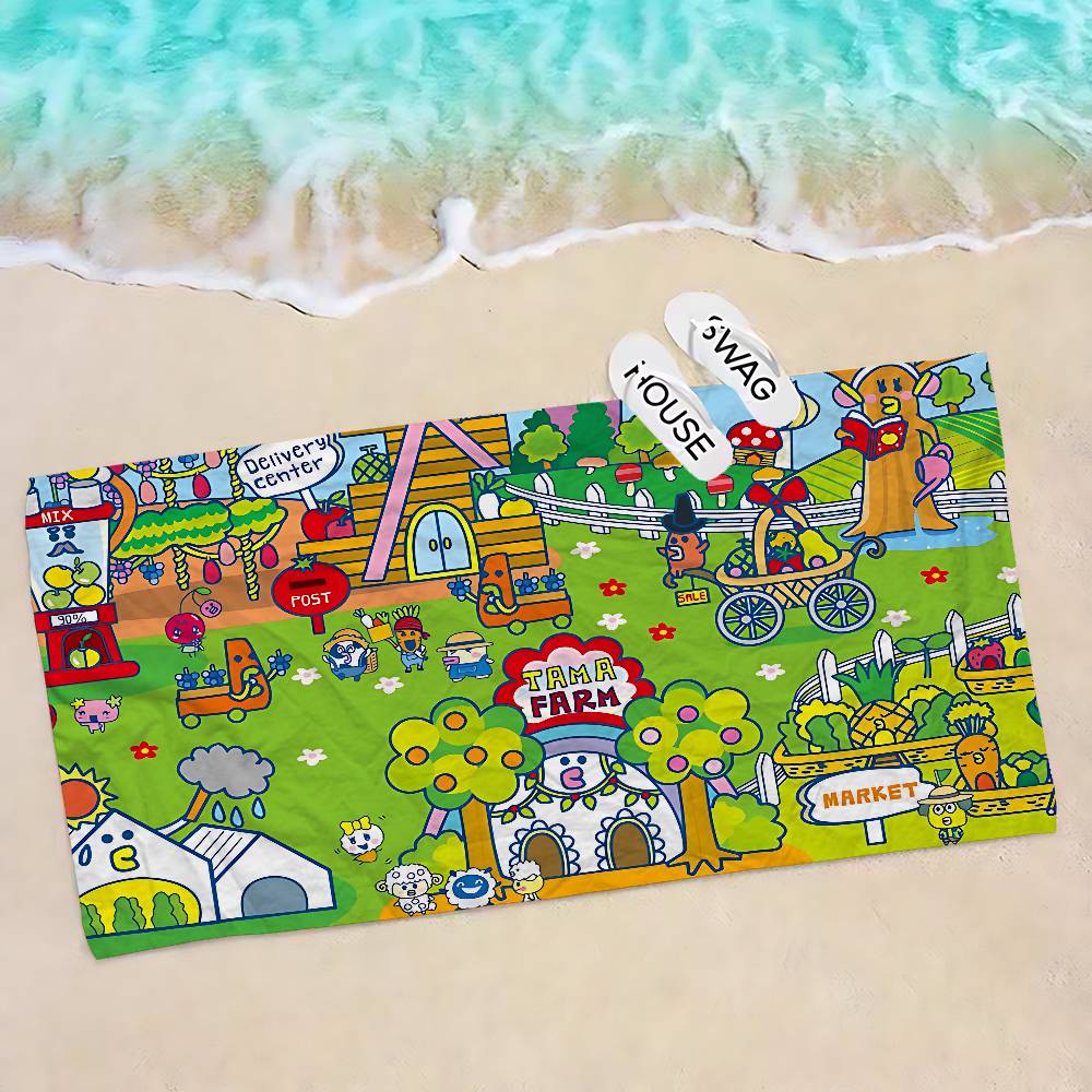 Tamagotchi Cut Friend Big Microfiber Beach Towels Quick Dry Towel Sand Beach Towels Pool Towel for Travel Swim Pool Yoga