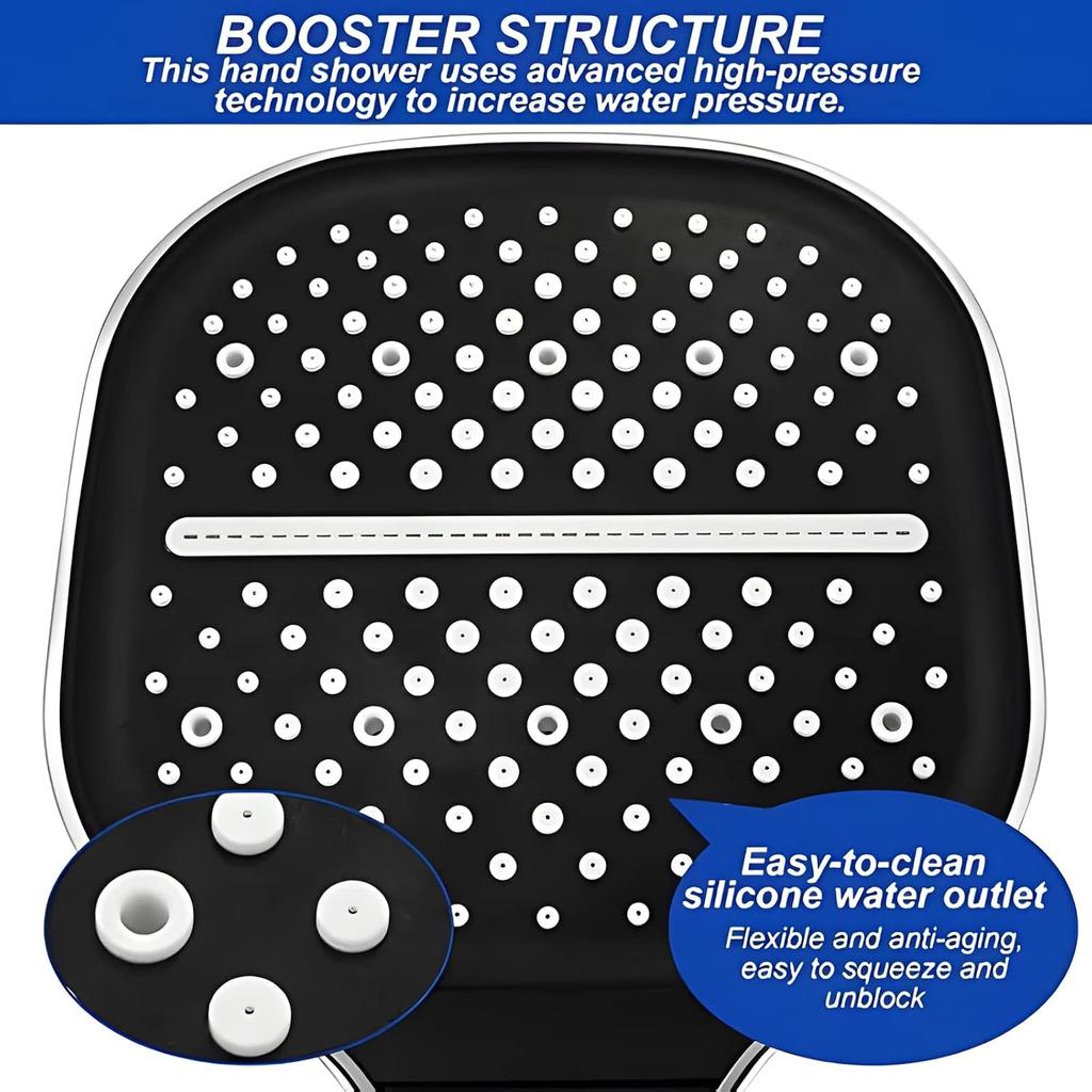8-Speed Oversized Panel Pressurized Shower Head, Shower Heads With Handheld Spray Combo, High Pressure Water Saving Showerhead with Filter Beads with