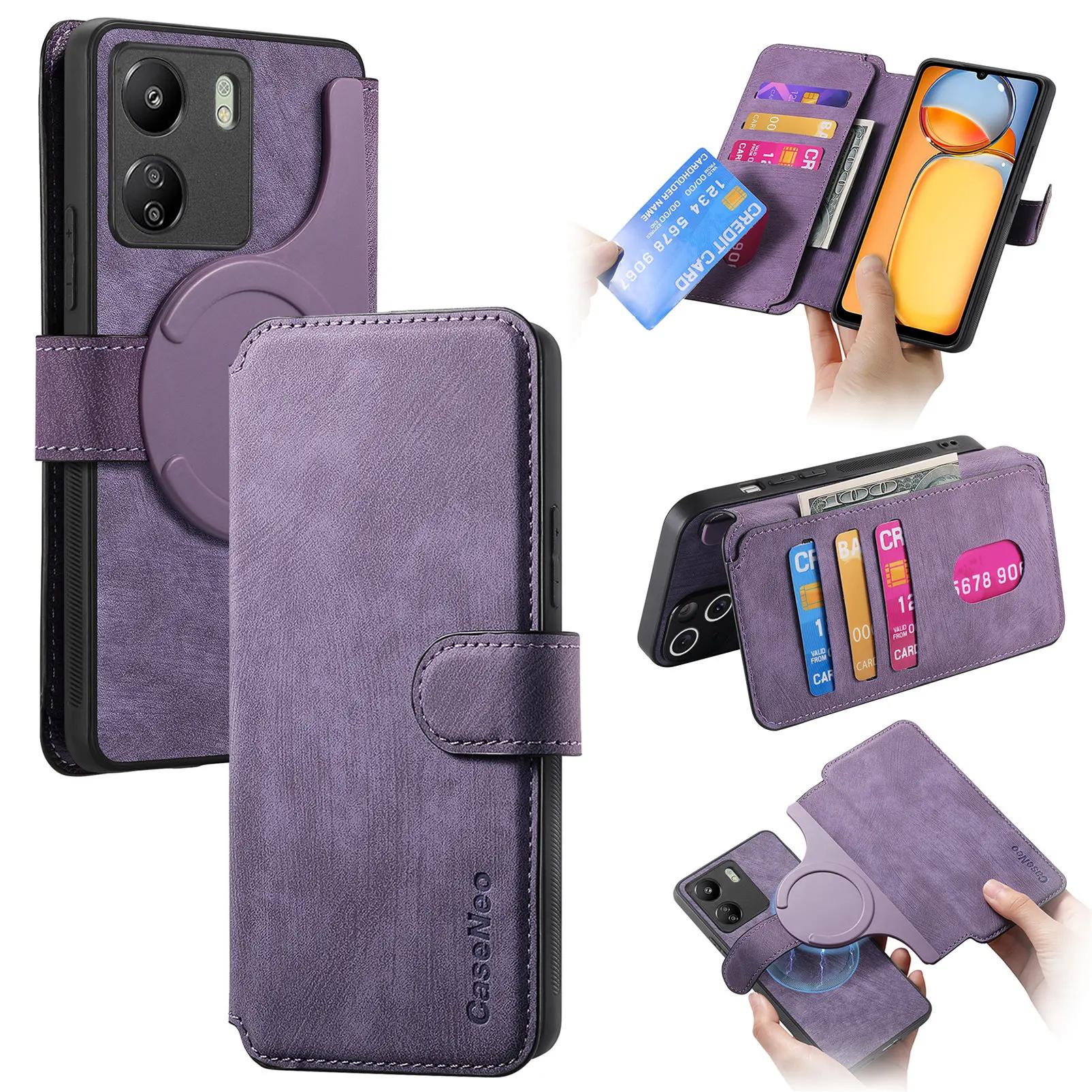 

2 in 1 Detachable Cards Solt Wallet Leather Magnetic Case For Xiaomi Redmi Note 13 Pro Plus 12 13C 12T 13T 11 Flip Book Cover For Xiaomi 11T(Pro)