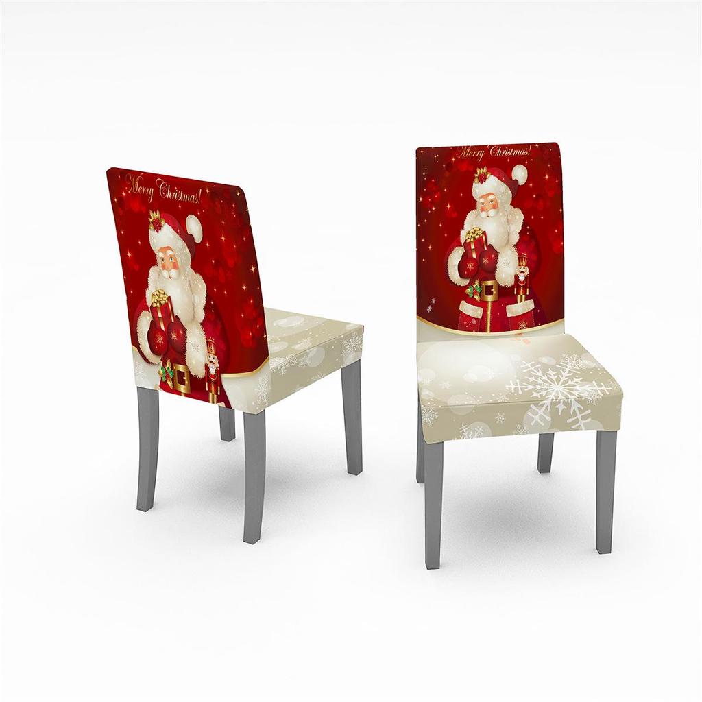 Festliches Weihnachts-Tischdecken- und elastisches Stuhlhussen-Set mit wasserabsorbierendem Stoff