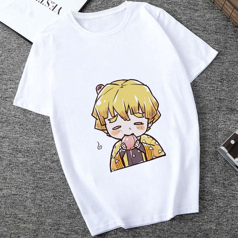 

Fashion Women Agatsuma Zenitsu Anime T-Shirt Demon Slayer Kawaii Harajuku T Shirt Funny Cartoon Graphic Tshirt Demon Blade S білий