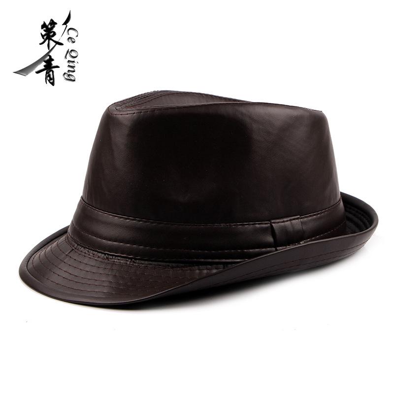 

Осень и зима новая шляпа-цилиндр из искусственной кожи женская легкая модная британская простая ретро шляпа с загнутыми полями мужская джазовая шляпа тренд M（56-58cm） темно-коричневого