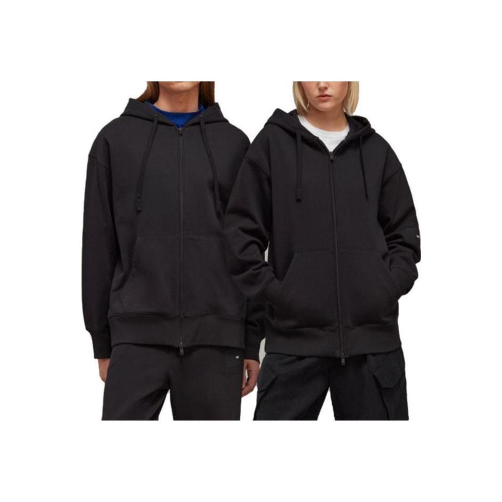 Adidas Y-3 Organická bavlna Terry Zip Mikina s kapucí Černá Unisex Streetwear H44785