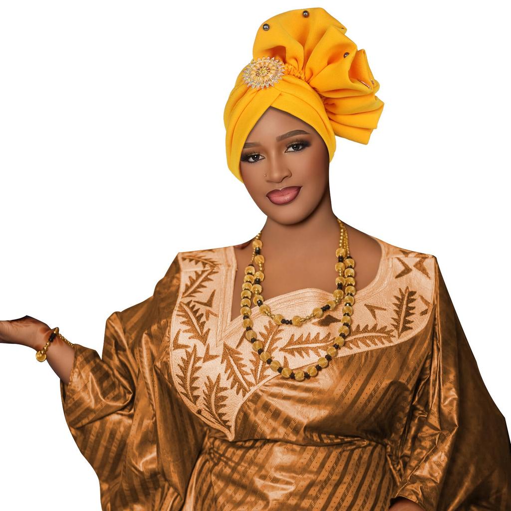 African-Style Rhinestone Applique Hijab Pullover Hat