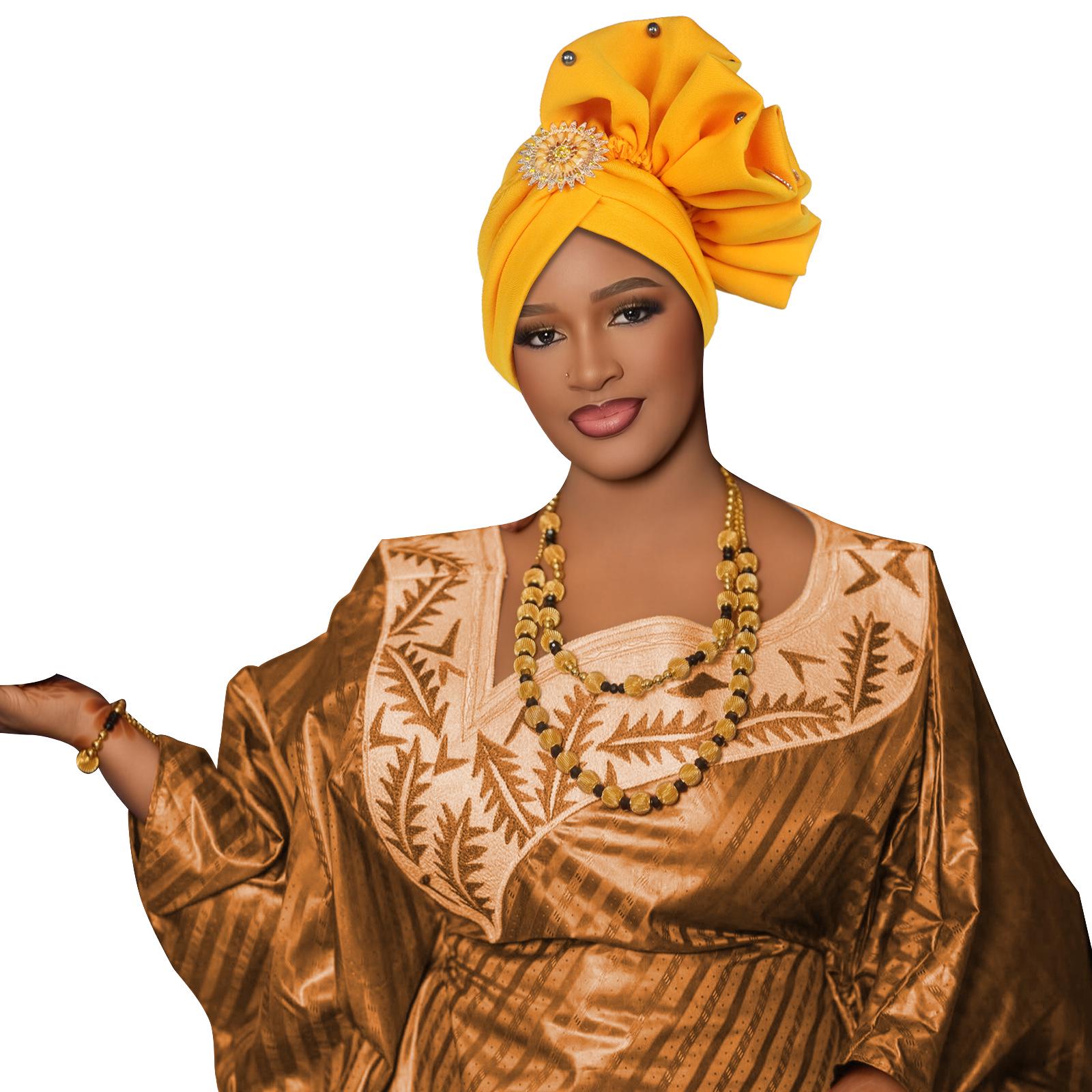 

Хиджаб-пуловер с аппликацией из стразов в африканском стиле One Size оранжевый