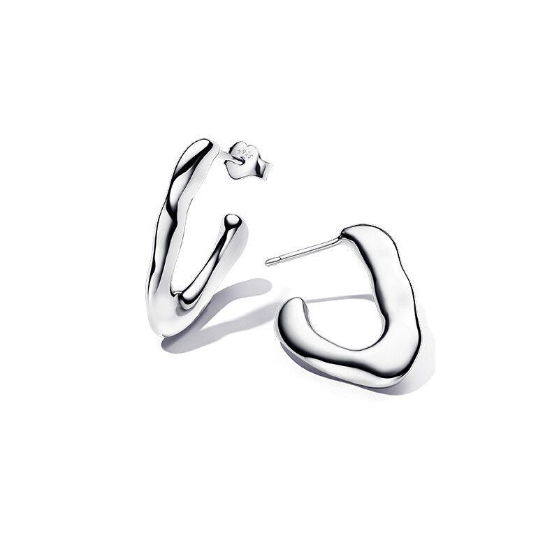 

PANDORA Pandora Essence Nature V-Shaped Open Earrings Two-Color Chinese Valentine s Day Gift Silver