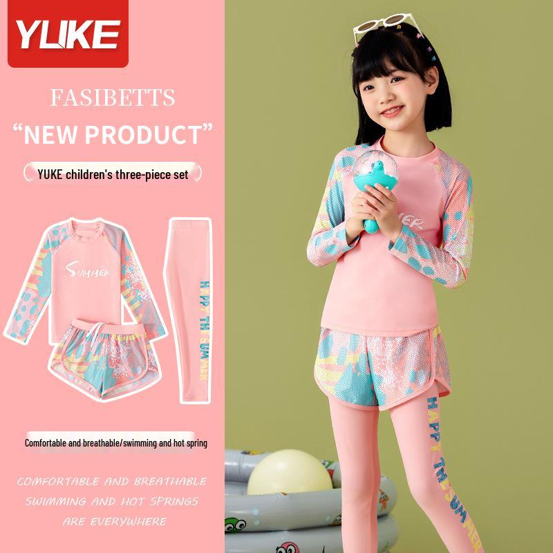 Maillot de bain pour fille à manches longues et pantalon - Protection solaire d'été, Tailles S/M/L