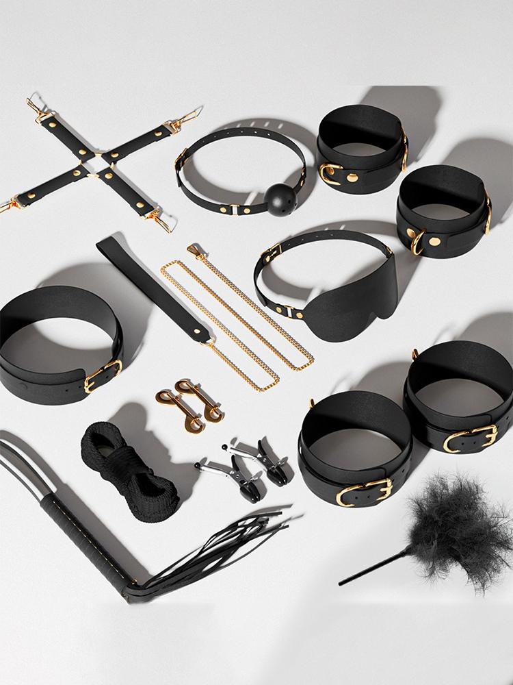 Erotic Set Sexy Leather Plush Sex Toys Bondage Kit Handcuffs Feather Blindfold Flirt Exotic Accessories Couples Adult Games