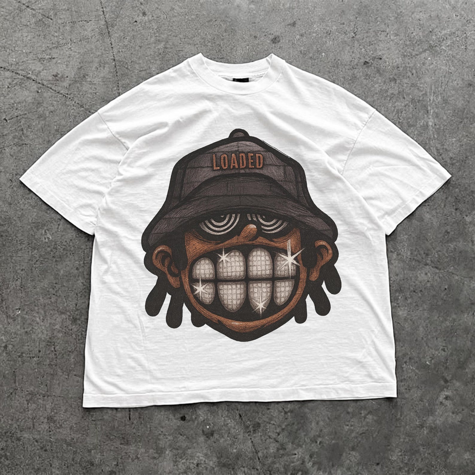 Loaded Grill Streetwear T-Shirt | Oversized Trap Cartoon Tee | Cropped Flex Skater Shirt | Urban Rap Graphic | Alt Hip Hop Grunge Style 4XL