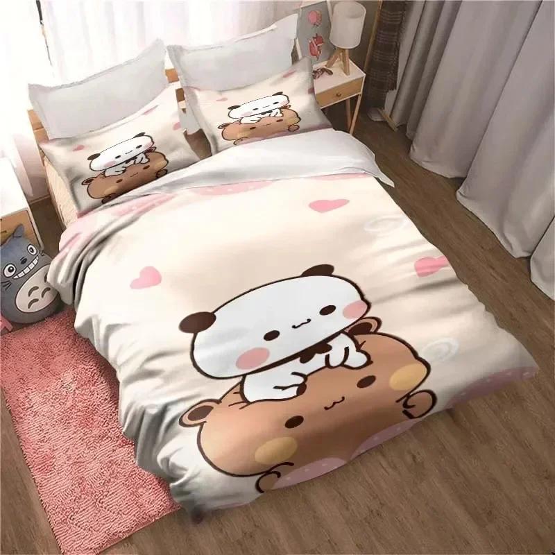 Bubu Dudu Cartoon Cute Bear Kawaii Christmas Gift Bedding Set Printed Set With Pillowcase Bed Duvet Cover Soft Bedclothes Home