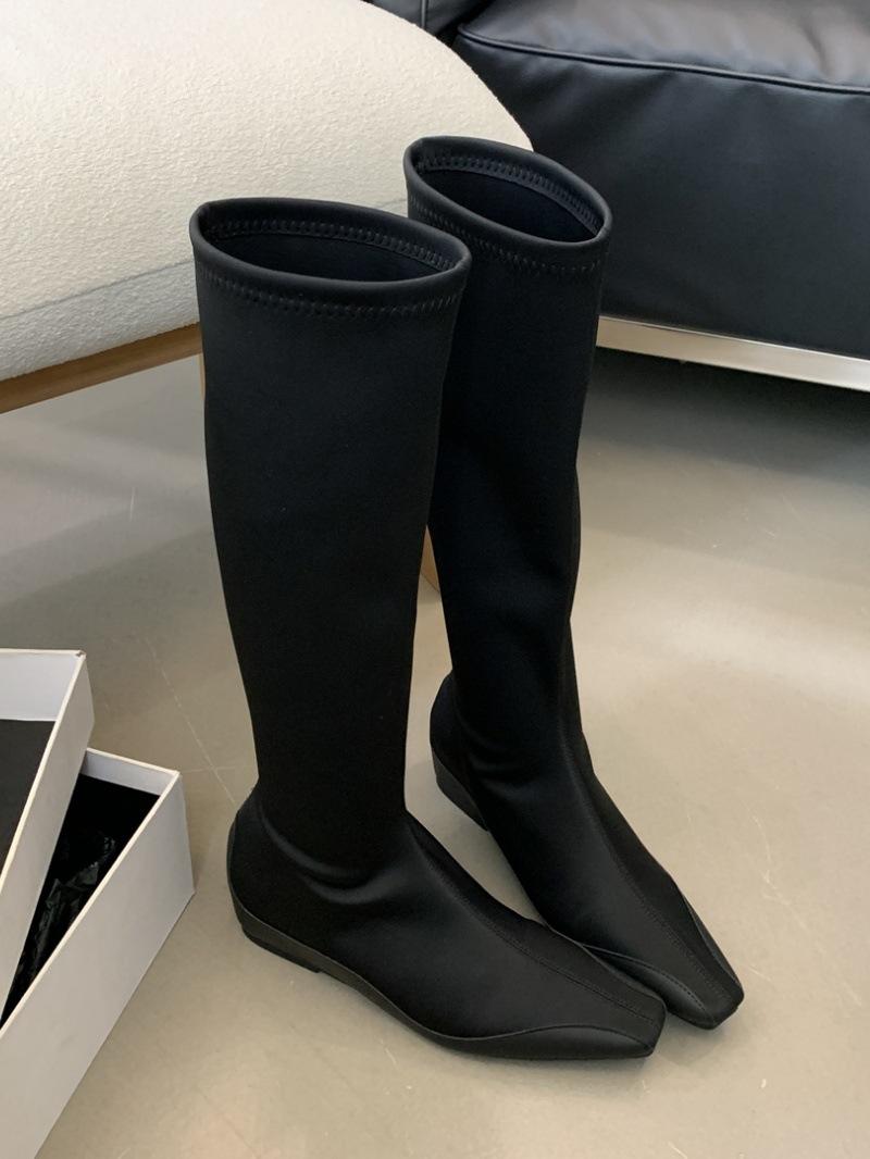 

2025 autumn and winter new elastic boots inner height increase thin legs over the knee long boots dark wind versatile knight boots but over the knee 39 чёрный