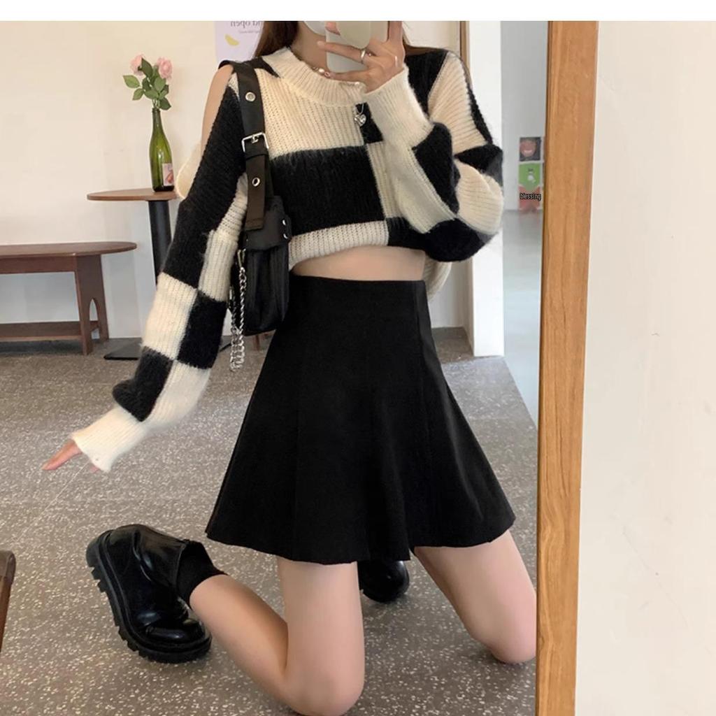 2023 Autumn & Winter Women's High-Waist Korean Style Corduroy A-Line Skirt with Anti-Exposure Design