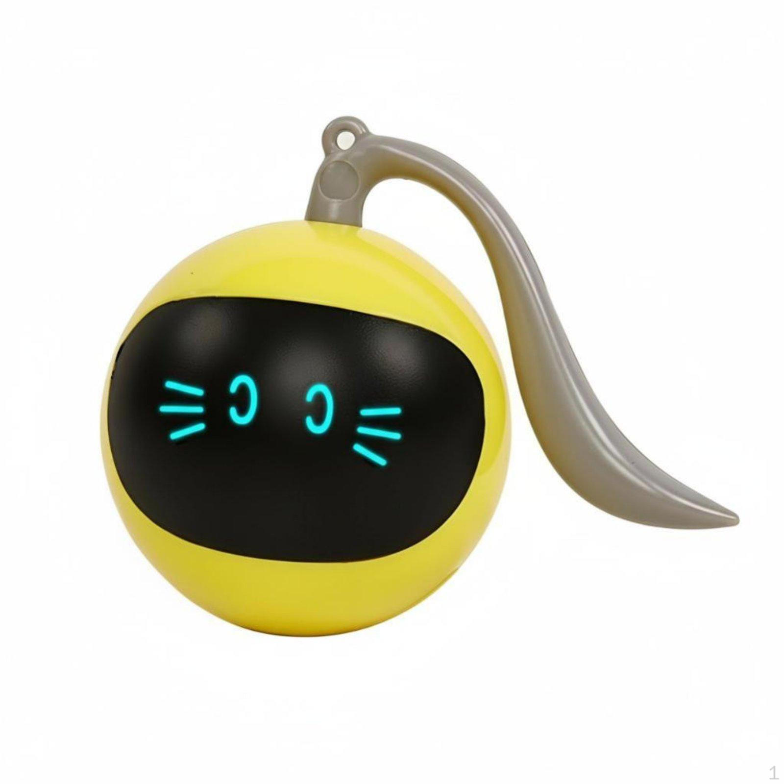 Cat Toy, Electric Interactive Ball, Rechargeable, Smart Automatic Teaser for Kittens Yellow жёлтый