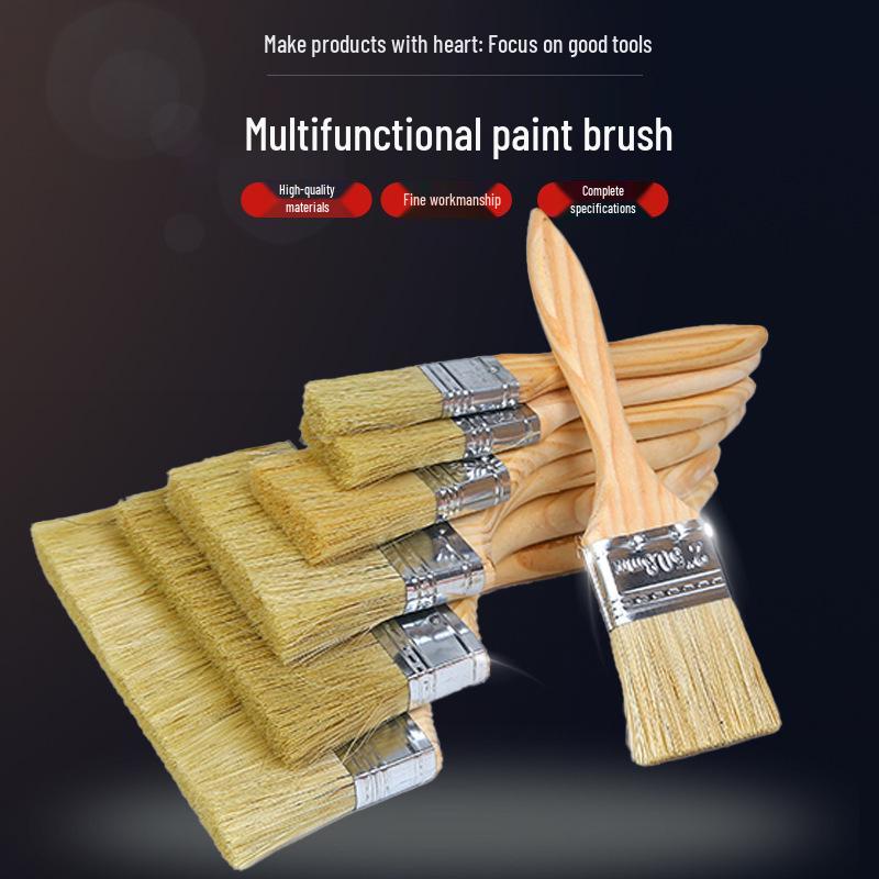 Thickened Bristle Wooden Handle Paint & BBQ Brush - Sizes 1" to 8