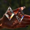 2PCS Simple Geometry Crystal Sun Catcher Prisms, Hanging Suncatchers with Glass Prism, Rainbow Maker for Windows, Balcony, Kitchen, Garden Decoration