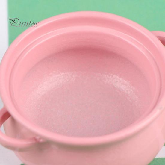 1/8 1/12  Dollhouse Miniature Candy Color Kitchen Soup Pot Model Sauce Pan Toys