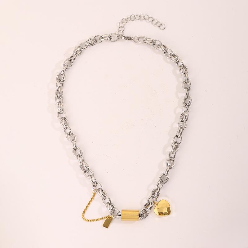 Herz-Ketten-Set (Halskette & Armband) aus nicht verblassendem Titanstahl – Europäischer & Amerikanischer Modeschmuck für Damen