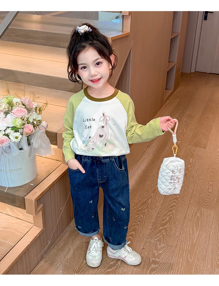 Mädchen Elastische Weiche Denim Jeans - Frühling/Herbst Lässig, Lockere Passform für Kinder