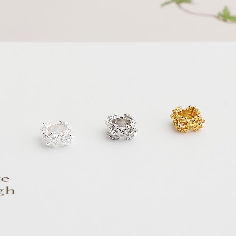 S925 Sterling Silver Diamond Flower Spacer Beads for DIY Pearl Bracelet or Necklace