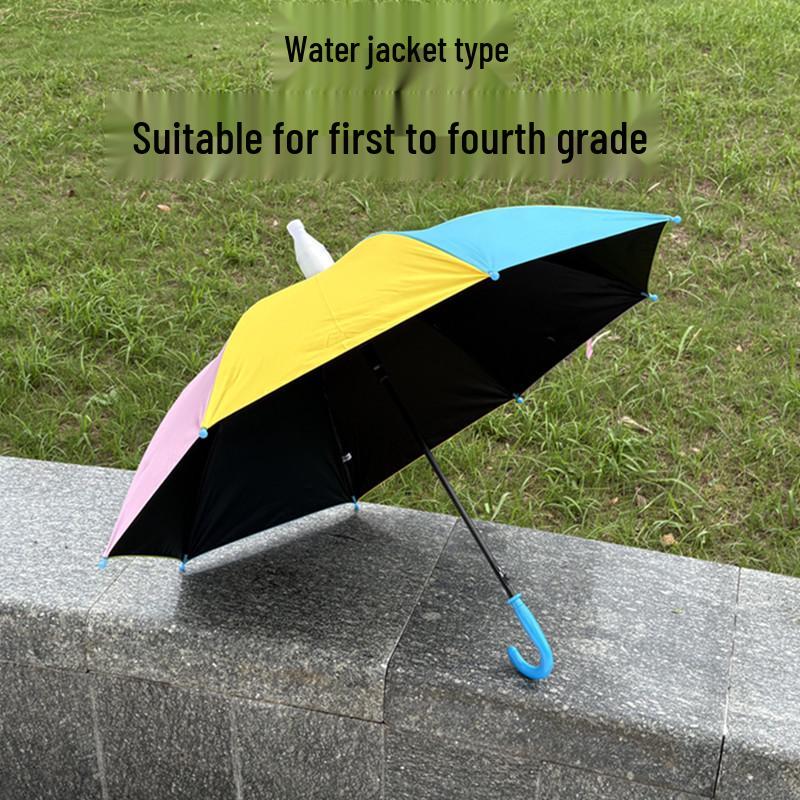 Children's Waterproof Rainbow Umbrella: Solid Color, Fresh Style, Sunscreen, Automatic, Long Handle