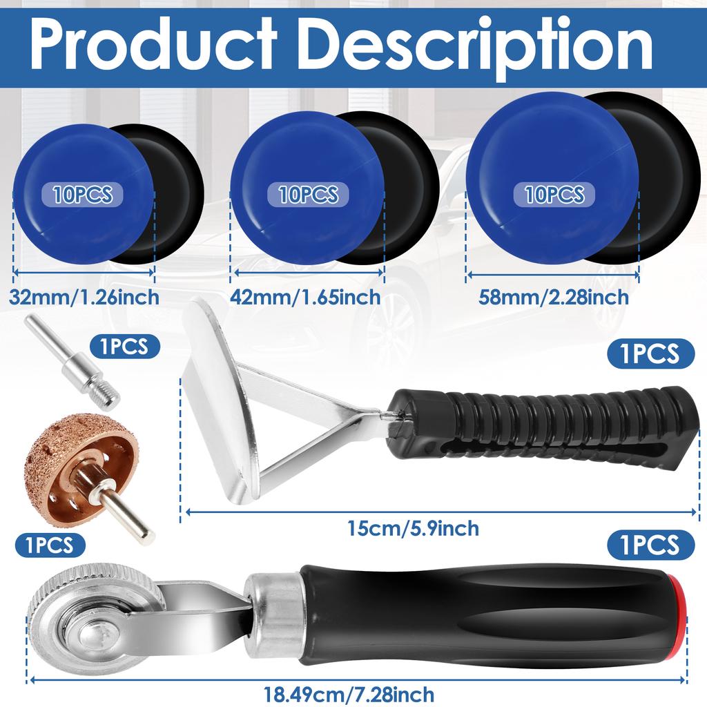 Tire Repair Patch Tools Kit Tire Patch Roller with Tire Wheel Repair Grinding Head Buffing Wheel for Air Tire Buffer Repair Tool