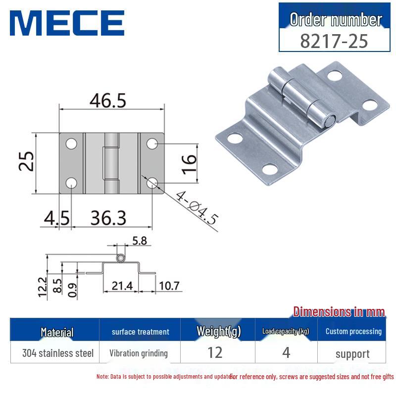 Thickened Stainless Steel Small Hinge for Folding Cabinet, Window, or Wooden Box with Lotus Leaf Design.