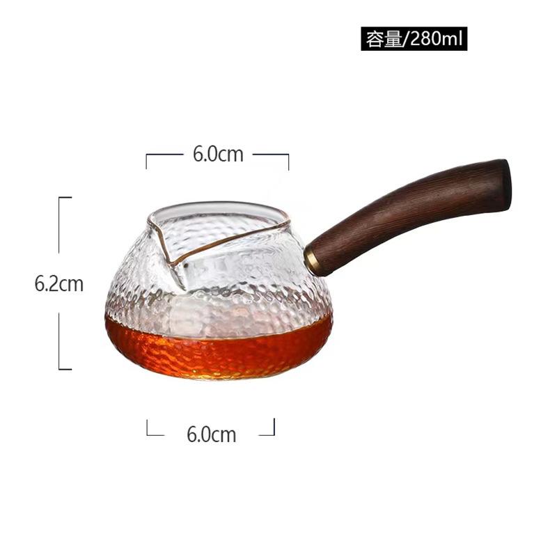 

Japanese style 280ml Side Handle Hammered Pattern Glass Fair Cup Tea Pitcher Chinese Teaware Chahai Tea Cup Kungfu Tea Set Acces 280ml