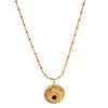 Gold-Plated Emerald Geometric Pendant Necklace - Stainless Steel, Waterproof, Fade-Resistant, Retro Style for Women