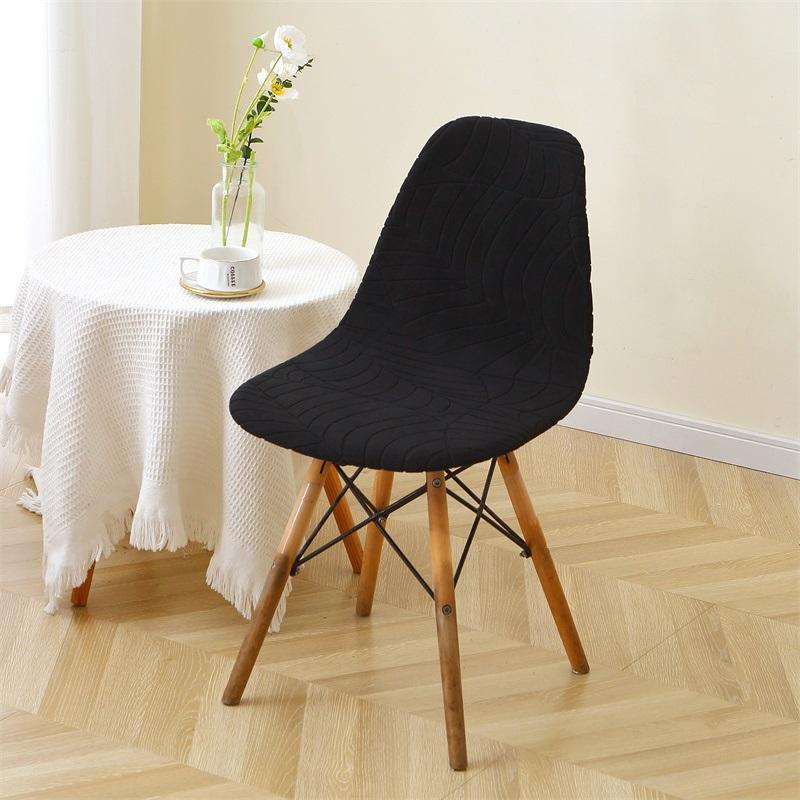 1/2/4/6pcs Jacquard Shell Chair Cover Stretch Armless Chair Slipcover Solid Color Elastic Dining Seat Cover Home Hotel Banquet