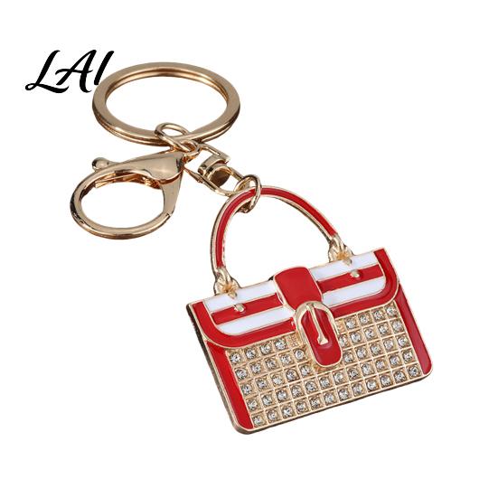 Rhinestone Keyring Keychain Pendant Enamel Simulated Handbag Shape Key Holder Pendant with Lobster Clasp Shiny Girly Gift Accessory Alloy Charm