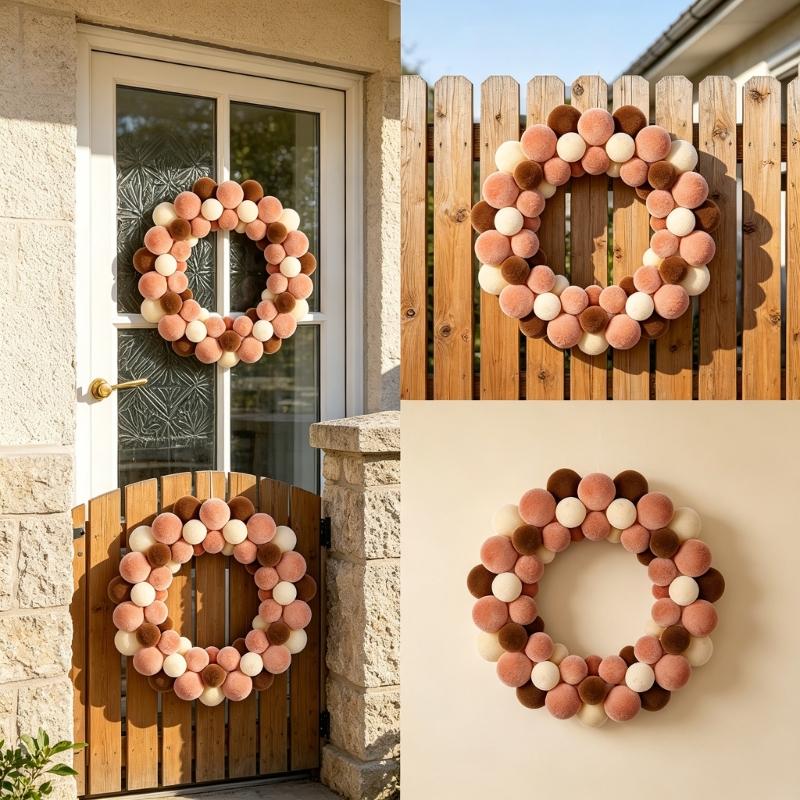 Handmade Ball Wreath Door Hanging Decoration Christmas Wreath For Wall Or Front Door Display Indoor and Outdoor Decoration