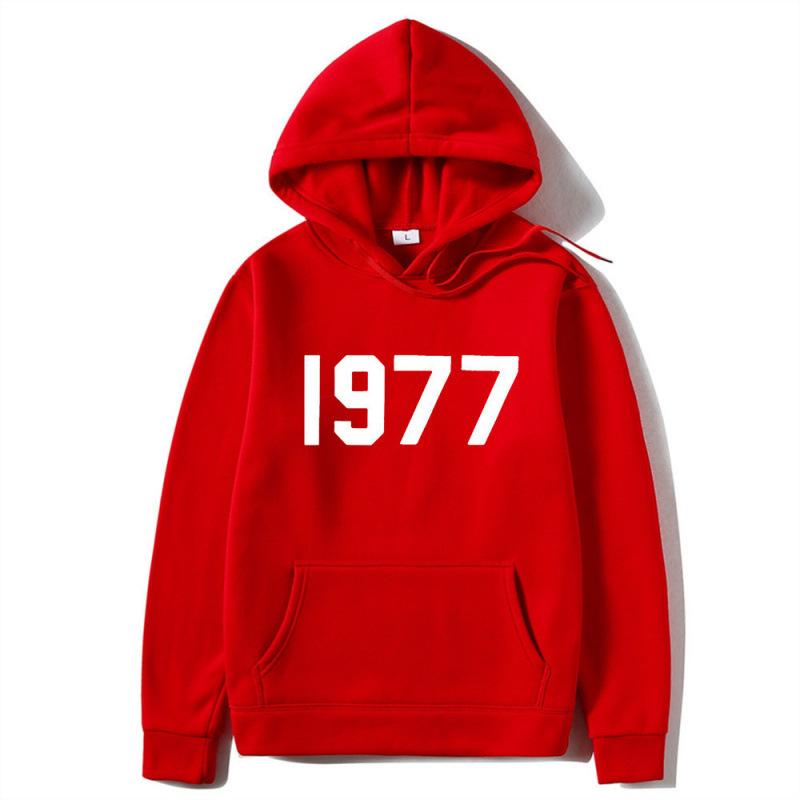 High Street 1977 Printed Couple Hooded Sweater Pullover Trendy Top Couple
