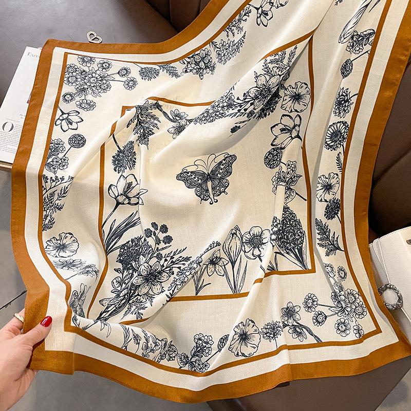 

Шарфы для женщин, легкие модные шарфы с цветочным принтом, шарф, шаль, накидки 90x90cm