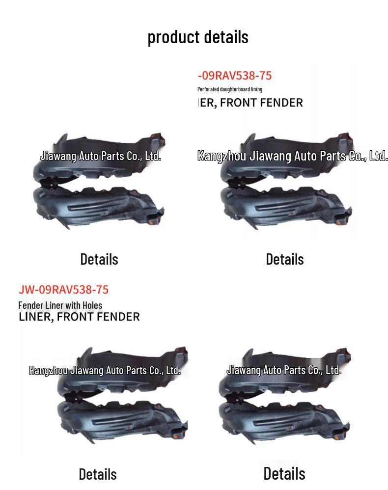 Fender Liner with Holes for 2009 Toyota RAV4, Part Numbers 53875-0R040R, 53876-0R040L
