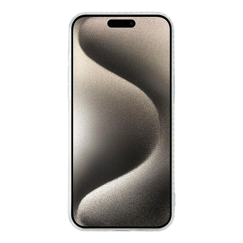 For iPhone 15 Pro TPU-deksel med strass-dekor, gjennomsiktig bakdeksel, presise utskjæringer