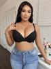 Large size glossy lace edge thin cup bra underwear sexy gathering big breasts small
